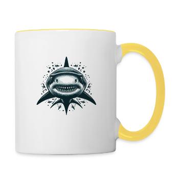 HAI - Dire avec vœu requin chasseur de créatures marines - Mug contrasté - blanc/jaune - Droite