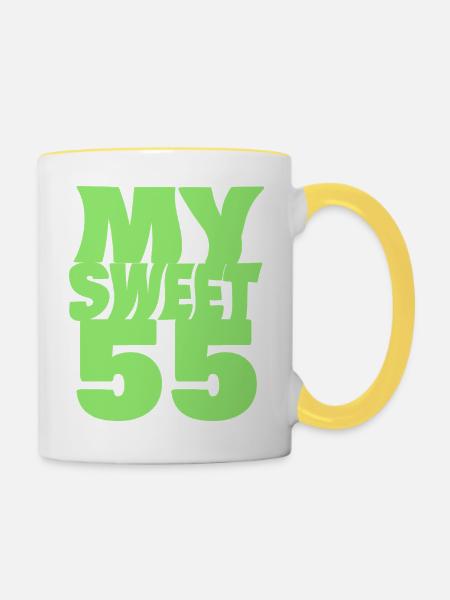 Süß 55 - Tasse zweifarbig - Weiß/Gelb