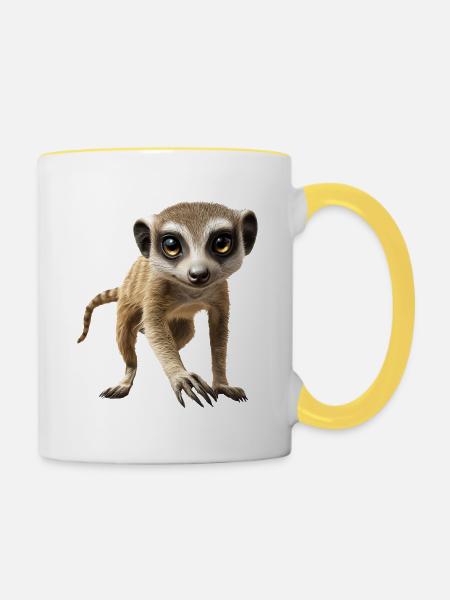 Erdmännchen - Tasse zweifarbig - Weiß/Gelb