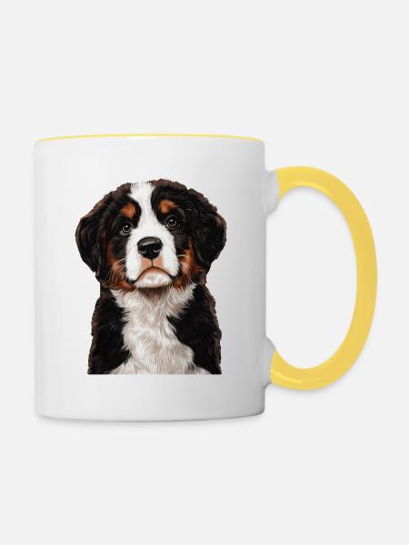Bernhardiner - Tasse zweifarbig - Weiß/Gelb