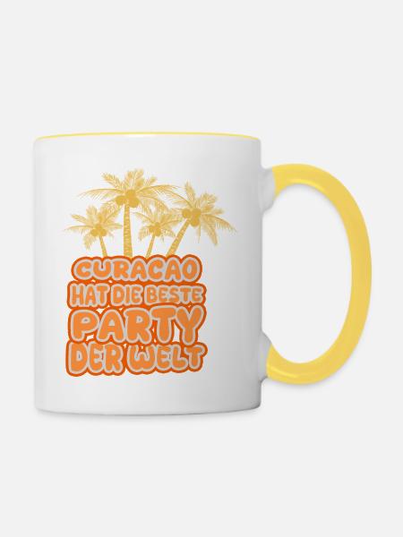 Urlaub Curacao - Tasse zweifarbig - Weiß/Gelb