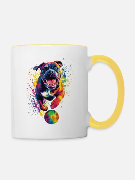 Bullmastiff - Tasse zweifarbig - Weiß/Gelb