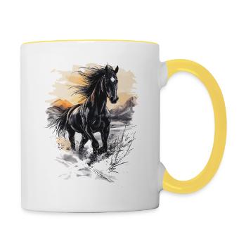 Horse Horses Riding Yellowstone Rider Rip Stable - Contrasting Mug - white/yellow - Right