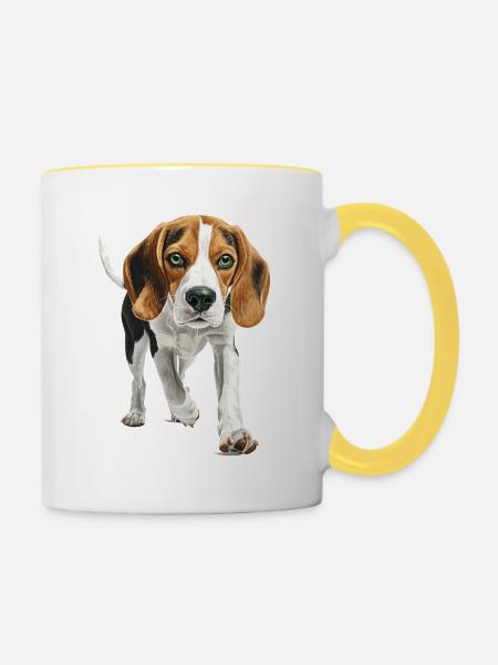 Beagle - Tasse zweifarbig - Weiß/Gelb