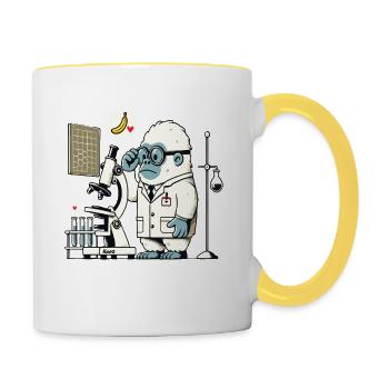 Scientifique : gorille, singe en laboratoire - Mug contrasté - blanc/jaune - Droite
