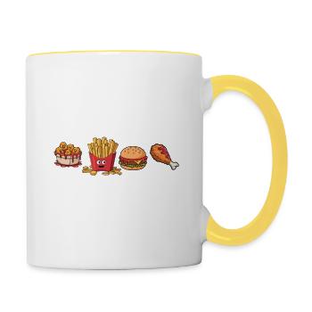 Just here for the snacks i hope both have fun - Tasse zweifarbig - Weiß/Gelb - Rechts