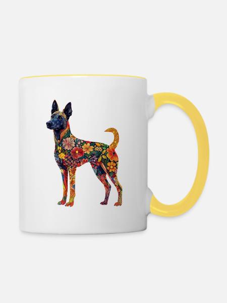 Belgischer Malinois - Tasse zweifarbig - Weiß/Gelb