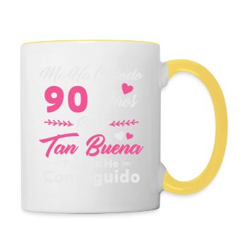 Es hat mich 90 Jahre gekostet 90 Geburtstag Frauen - Tasse zweifarbig - Weiß/Gelb - Rechts