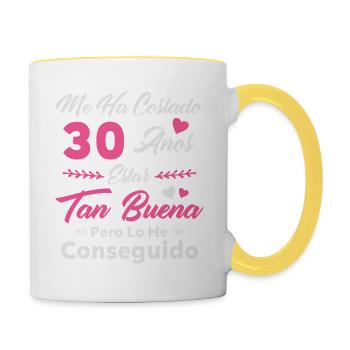 Ich habe 30 Jahre gebraucht 30 Geburtstag Frauen - Tasse zweifarbig - Weiß/Gelb - Rechts