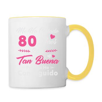 It Has Taken Me 80 Years 80 Birthday Women - Contrasting Mug - white/yellow - Right