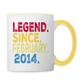 Légende depuis février 2014 Design For Kids, - Mug contrasté - blanc/jaune - Droite