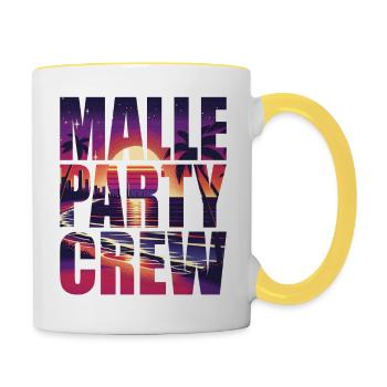Malle Party Crew Mallorca Urlaub - Tasse zweifarbig - Weiß/Gelb - Rechts