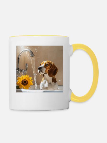 Beagle - Tasse zweifarbig - Weiß/Gelb