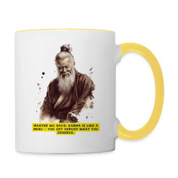 Meister Wu | Chinesische Tuschezeichnung - Tasse zweifarbig - Weiß/Gelb - Rechts