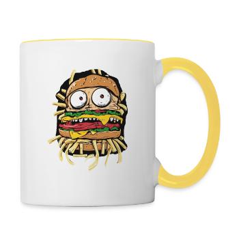 Burger Pommes Hunger - Tasse zweifarbig - Weiß/Gelb - Rechts