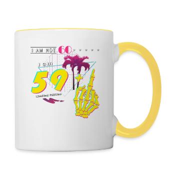 I'm Not 60, I'm 59 + Middle Finger - Retro 1965 - Contrasting Mug - white/yellow - Right