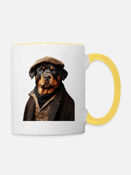 Rottweiler - Tasse zweifarbig - Weiß/Gelb