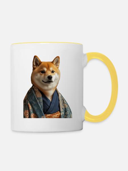 Shiba Inu - Tasse zweifarbig - Weiß/Gelb