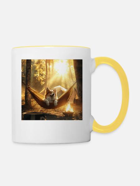 Hund - Tasse zweifarbig - Weiß/Gelb