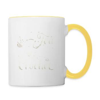 Ich will nur Tee trinken und häkeln - Tasse zweifarbig - Weiß/Gelb - Rechts