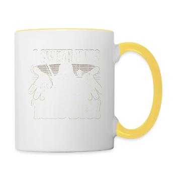 Ich schwöre, es war so groß - Tasse zweifarbig - Weiß/Gelb - Rechts
