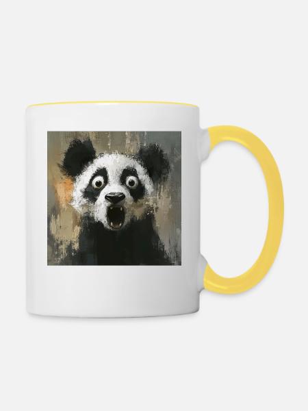 Panda - Tasse zweifarbig - Weiß/Gelb