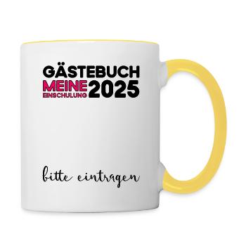 Livre d’or Inscription à l’école 2025 Jeunes filles Écolier - Mug contrasté - blanc/jaune - Droite