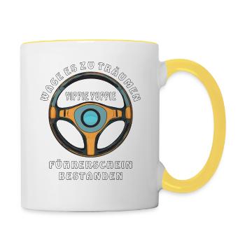 PERMIS DE CONDUIRE RÉUSSI - Mug contrasté - blanc/jaune - Droite