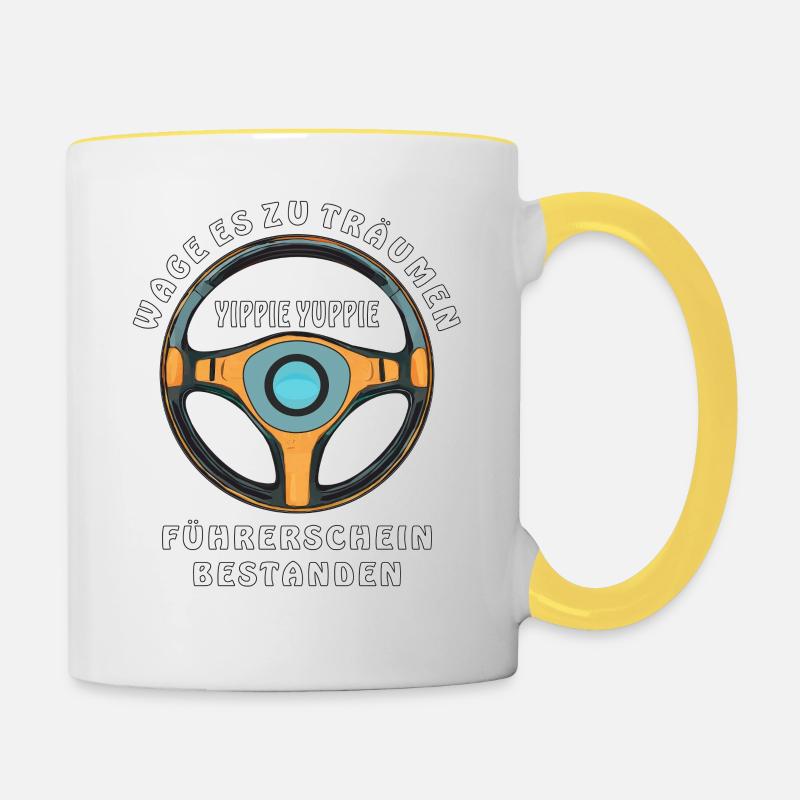 PERMIS DE CONDUIRE RÉUSSI - Mug contrasté - blanc/jaune