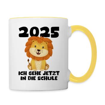 Écolier 2025 Inscription des jeunes filles à l’école 2025 Décoration - Mug contrasté - blanc/jaune - Droite