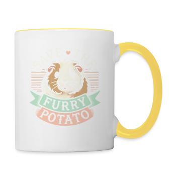Rettet die pelzige Kartoffel - Tasse zweifarbig - Weiß/Gelb - Rechts