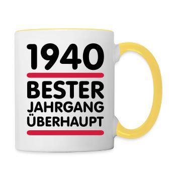 Bester Jahrgang 1940 geboren - Tasse zweifarbig - Weiß/Gelb - Rechts