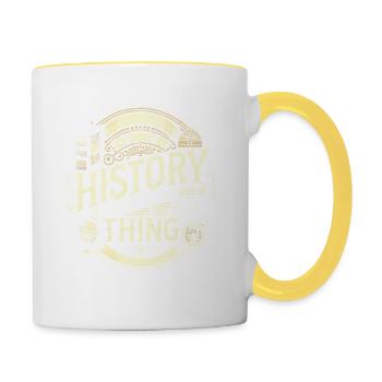 Geschichte ist eine Sache für mich - Tasse zweifarbig - Weiß/Gelb - Rechts