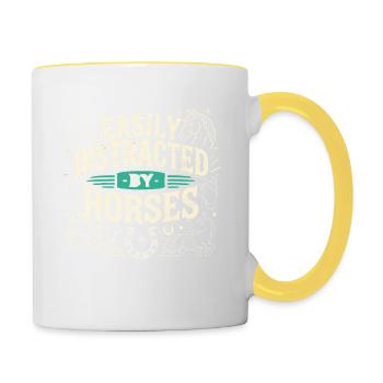 Leicht von Pferden abzulenken - Tasse zweifarbig - Weiß/Gelb - Rechts