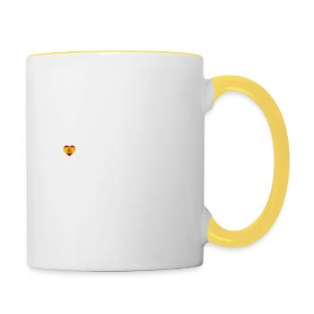 Ich liebe Barcelona Golden Gate Brücke Liebhaber Flagge Wortspiel - Tasse zweifarbig - Weiß/Gelb - Rechts