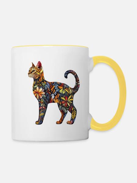 Bengalen - Tasse zweifarbig - Weiß/Gelb