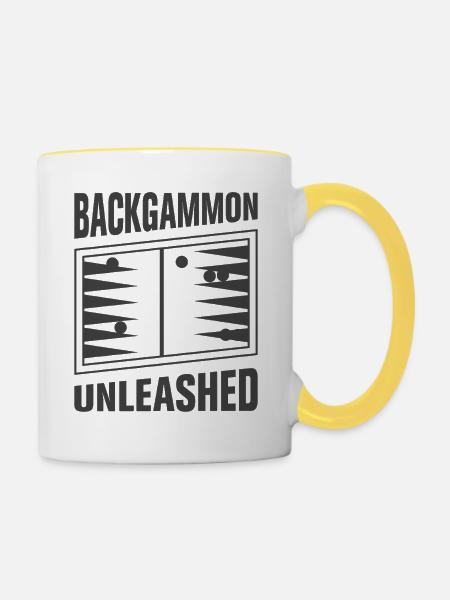 Backgammon Spiel - Tasse zweifarbig - Weiß/Gelb