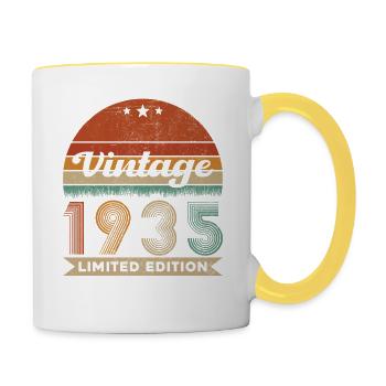 1935 Vintage Retro 90 Year Birthday Gift - Contrasting Mug - white/yellow - Right