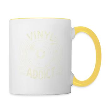 Vinyl-Süchtiger - Tasse zweifarbig - Weiß/Gelb - Rechts