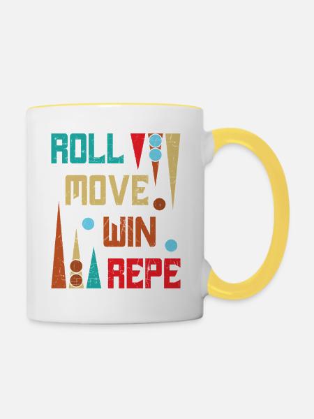 Backgammon Spiel - Tasse zweifarbig - Weiß/Gelb