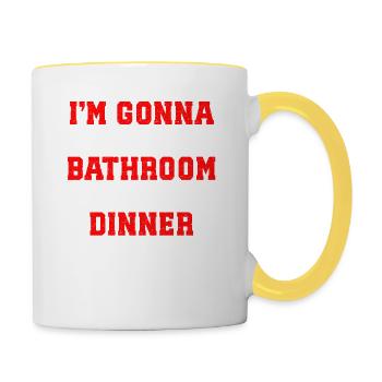 Ich Sprenge Das Bad Nach Dem Abendessen Lustiger - Tasse zweifarbig - Weiß/Gelb - Rechts
