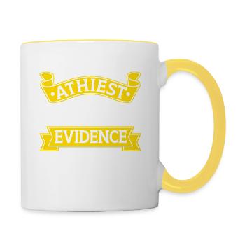 Je suis athée Avec qui vous pouvez partager mon opinion - Mug contrasté - blanc/jaune - Droite