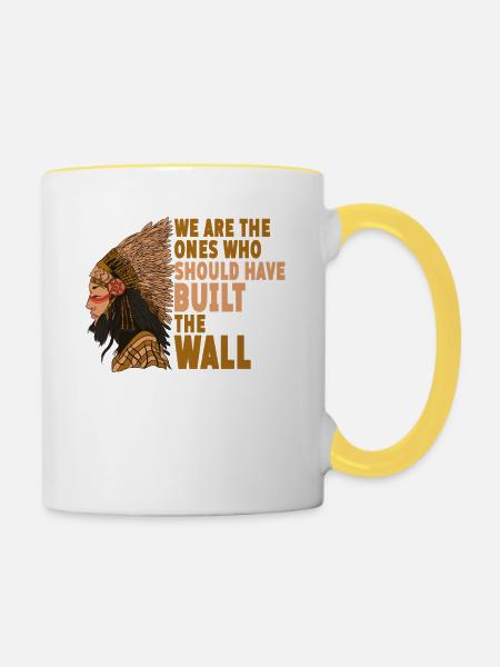 Nous aurions dû construire le mur... - Mug contrasté - blanc/jaune