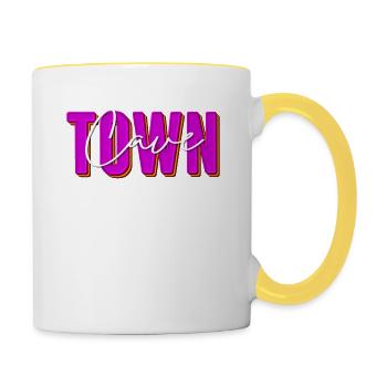 Lettrage Cave Town aux couleurs néon avec - Mug contrasté - blanc/jaune - Droite