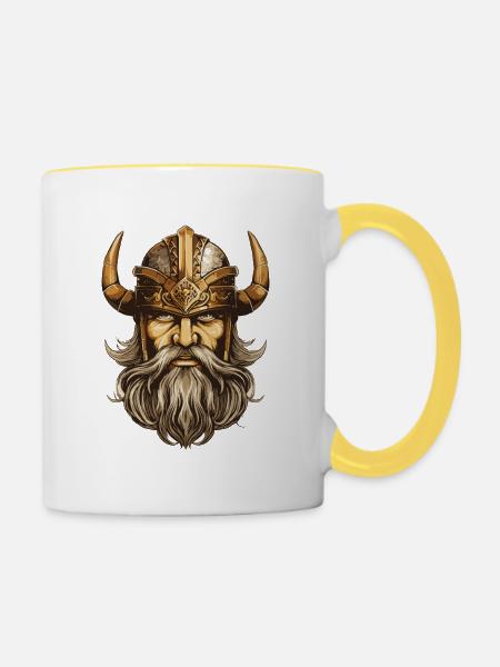 Wikinger Krieger Valhalla Odin - Tasse zweifarbig - Weiß/Gelb