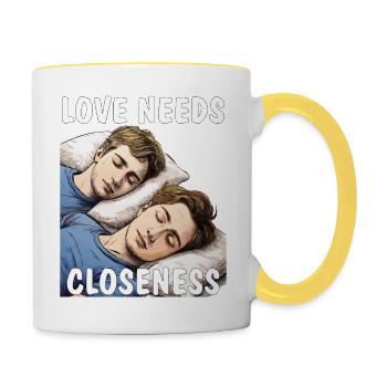 MEN SLEEP LOVE NEEDS CLOSENESS - Contrasting Mug - white/yellow - Right