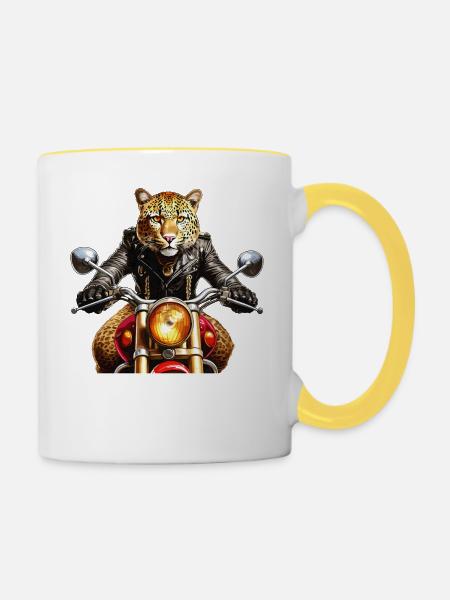MOTORRAD LEOPARD - Tasse zweifarbig - Weiß/Gelb