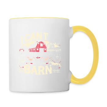 Ich kann nicht, ich habe Pläne in der Scheune - Tasse zweifarbig - Weiß/Gelb - Rechts