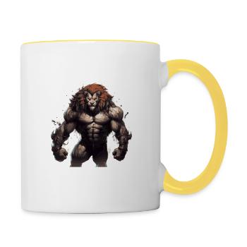 Lion Muscles Bodybuilding Gym - Contrasting Mug - white/yellow - Right