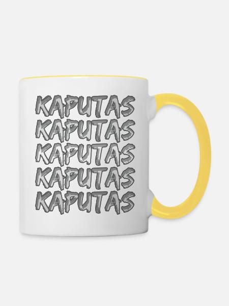 Kaputas als Reise - Tasse zweifarbig - Weiß/Gelb